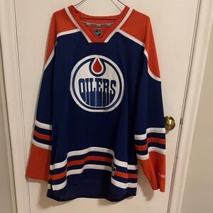 🏒NHL Oilers Blue and Orange Hockey Jersey